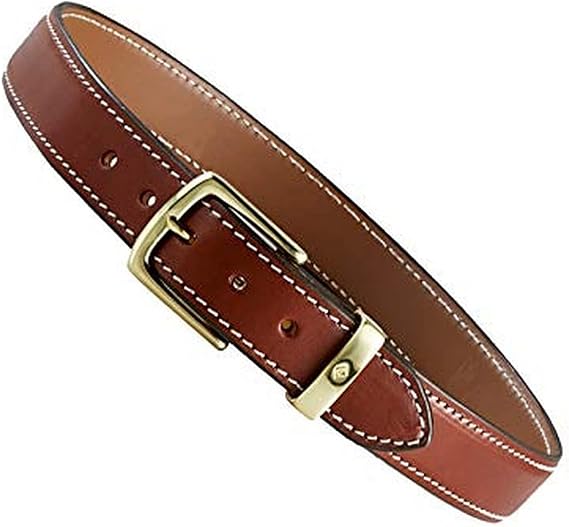 Aker Leather B21 Concealed Carry Gun Belt, Full Leather Lining Dress Style 1.5 Inch Wide with Polymer Insert and Dress Buckle