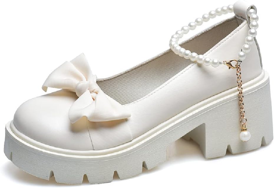 Ulalaza Womens Platform Mary Janes Shoes Sweet Toe Ankle Gothic Platform Dress Pumps Shoes Chunky Platform Shoes Patent Leather Dress Shoes