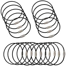 Pack (20) Stainless Steel Wire Keychains Cable, Key Chain Rings, Heavy Duty Luggage Tags Loops Tag Keepers 2mm Twist Barrel (Cable Length: 6 inches)