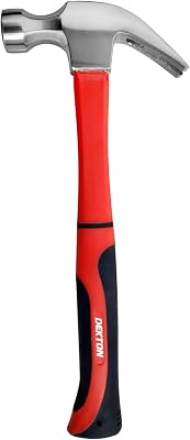 Dekton 16oz Fibreglass Claw Hammer-Anti-Slip Handle| Shock-Absorbing Fibreglass Core| Durable Steel Head| Precision Balanced| Heavy-Duty Nail Removal| Ideal for Construction, Carpentry| High Resistant