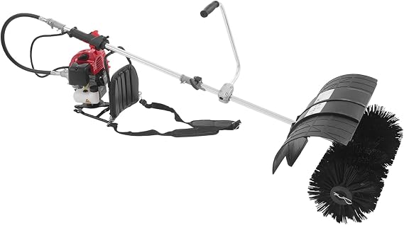 Gas Handheld Sweeper,52cc Walk Behind Handheld Gas Powered Sweeper Broom,Gasoline Power Broom Walk Behind Sweeper,10,500 RPM,22.83in Sweeping Width
