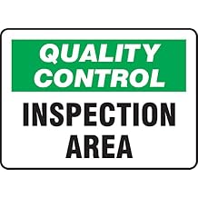 Accuform MQTL707VP Plastic Sign,#34;Quality Control Inspection Area", 10" Length x 14" Width x 0.055" Thickness, Green/Black on White