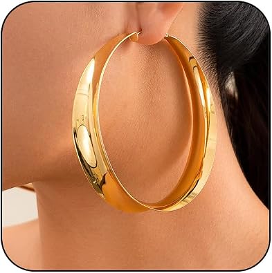 Statement Gold Flower Earrings - Large Metal Floral Drop Earrings - Hypoallergenic Stylish Statement Jewelry for Women