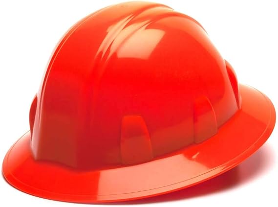 Pyramex SL Series Full Brim Hard Hat with 4-Point Ratchet Suspension - Tough and Lightweight HDPE Shell, Wide Brim for Rain and Sun, Quick, Adjustable and Secure Fit for All Head Sizes