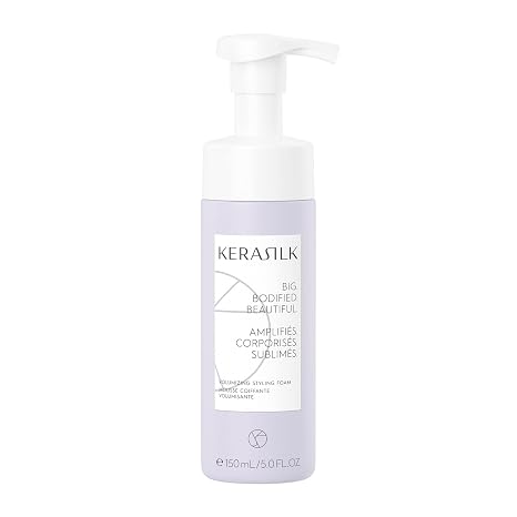 KERASILK Volumizing Styling Foam | Lightweight Formula | Creates Long-Lasting Touchable Hold | Enhances Body & Fullness | With Heat Protection | 150ml