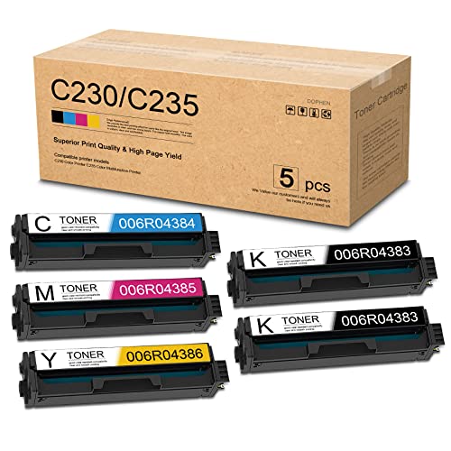 C230C235 Toner Cartridges 5-Pack, 2BK1C1M1Y: 006R04383 006R04384 006R04385 006R04386 Toner Cartridge - Doen Compatible Toner Cartridge Replacement for Xerox C230 Color C235 Multifunction Printer