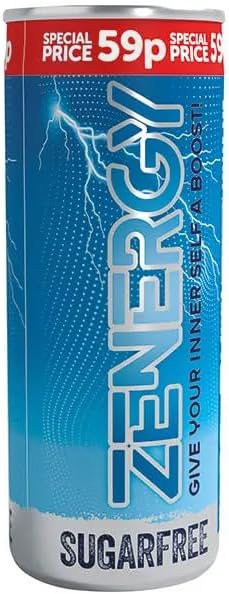 Z-Energy Sugar Free Energy Drink - 24 x 250ml Cans - Perfect For Sports & Studying, Bulk Case Fizzy Drink with Zero Sugar