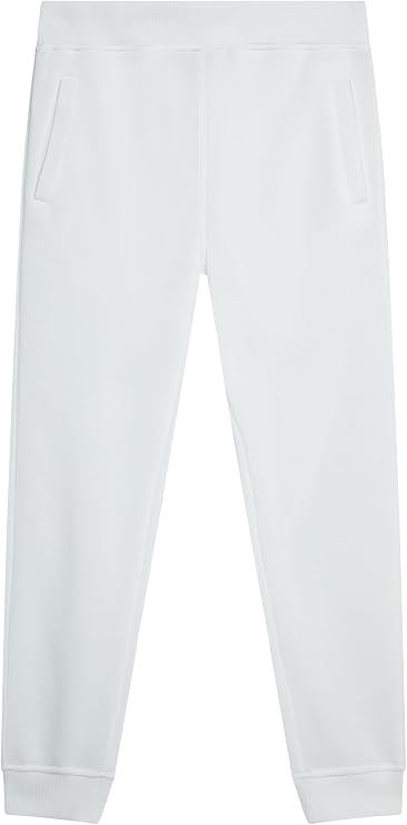 Southpole Boys' Big Active Basic Jogger Fleece Pants, White, Large / 14-16