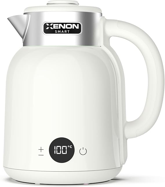 Xenon Smart Akıllı Kettle Paslanmaz Çelik Çift Katmanlı Wi-Fi Mobil Uygulama ile Uzaktan Kontrol Edilebilen Otomatik Kapanma Hızlı Kaynatma Kaçak Akım Korumalı Su Isıtıcı 1.5 Lt (Krem) X7101