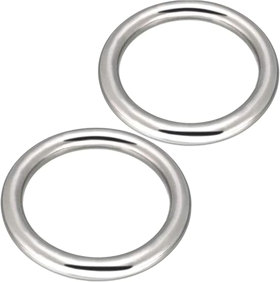 5" Seamless Metal O Ring, 2 Pack 304 Stainless Steel Rings Load 990lbs