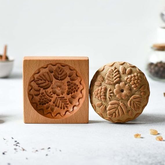 Wood Cookie Cutter Gingerbread, Presses Carved Wooden Cookie Mold Cookie Stamp Molds for Springerle, Tragacanth, Marzipan, Russian Pryanik, Gingerbread, Lebkuchen and Tirggel