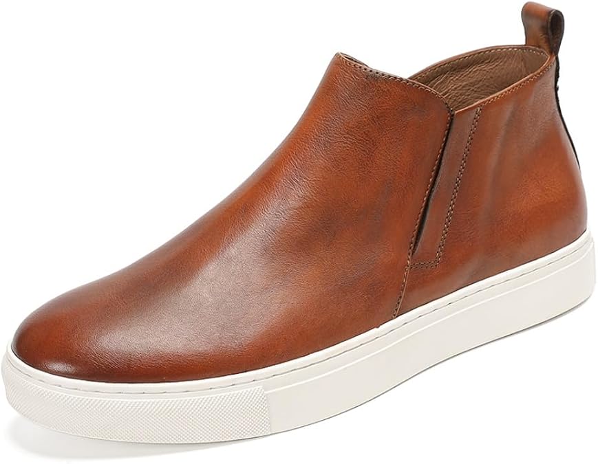 Men's Sneakers Genuine Leather Pull-On High-Cut Casual Fashion