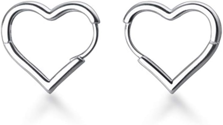 SLUYNZ Solid 925 Sterling Silver 1.6CM Heart Hoop Earrings for Women Teens Minimalist Hoop Earrings Sweet Love Heart Earrings