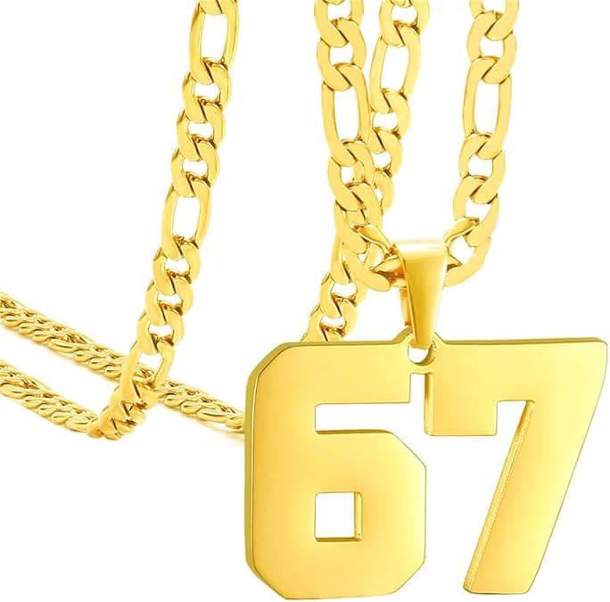 PAURO Unisex's Personalized Number Athletes Number Pendant Sport Necklace