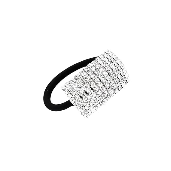 Hair Tie, Fashion Bling Crystal Rhinestone Hair Ties for Women Girls (Silver Tone, 1 Count)