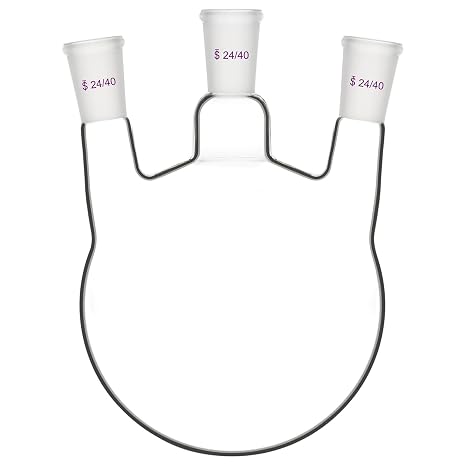 BorinGlass Three Necks Round Bottom Flask RBF, Glass 3-Neck Boiling Flask with 24/40 Standard Taper Outer Joint, 2000 ml