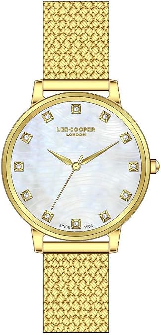 Lee Cooper LC07401.120 Ladies Yellow Gold Watch with White Dial