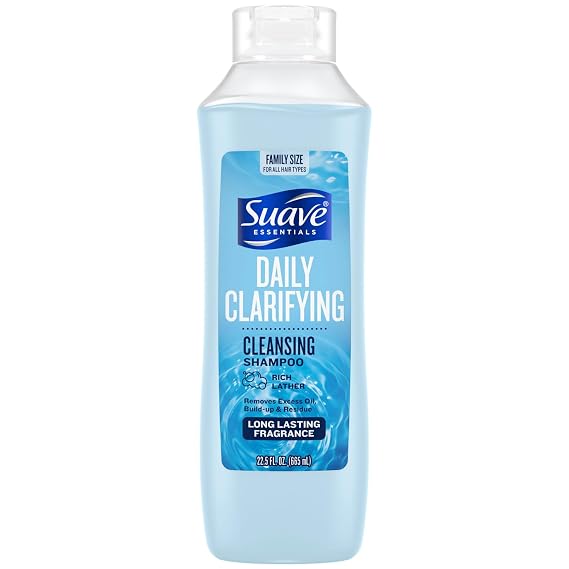 Suave Clarifying Shampoo, Family-Size pH-Balanced & Hypoallergenic Daily Deep Cleansing Shampoo for Normal to Oily Hair, 22.5 Oz