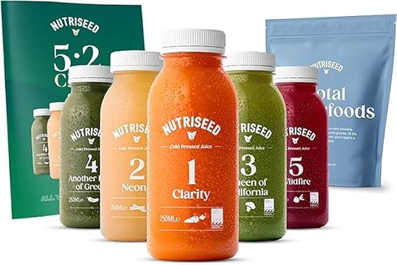 Nutriseed 5:2 Club Weight Management Plan, Choose from our Variety of Cold Pressed Juices, Soups and more, 100g Total Superfoods Pack, Guide & Tracker to Reaching Your Goals, 2 Weeks