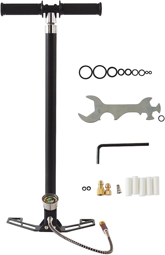 5800Psi High Pressure Hand Pump 30Mpa Four Stage High Pressure PCP Hand Operated Air Pump 8mm Quick Connector Air Pump for Different Bike Tire Inflation