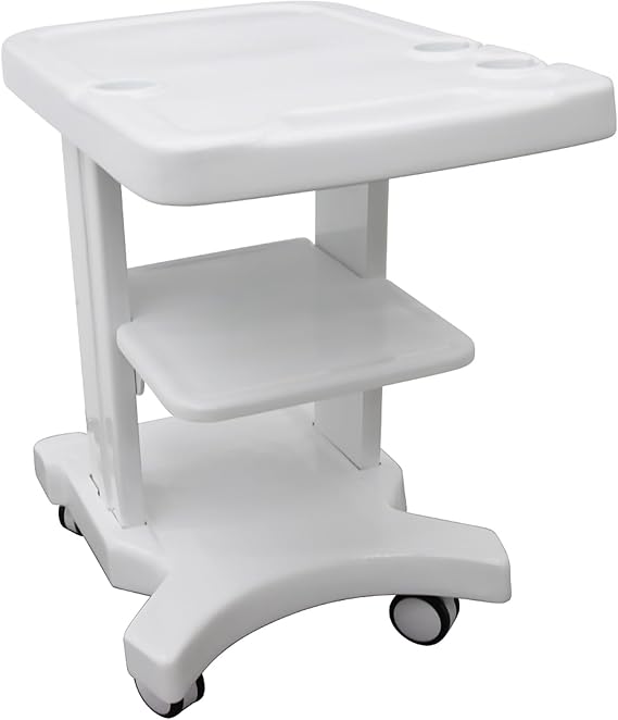 INTSUPERMAI Mobile Trolley for ultrasonic Imaging Scanner System Portable Ultrasound cart White 3 Layers with 2 Brake Wheels,4 Wheels 3 Holes