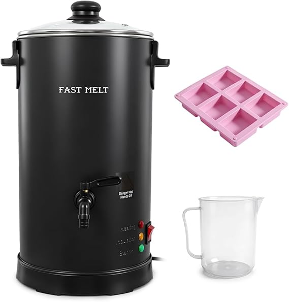 FAST MELT 12Lbs Soap Melter for Soap Making - Electric Soap Base Melting Pot Large Capacity with Quick Pour Spout, Auto Melt & Warm Mode Ideal for Homemade Soap Business Easy Clean