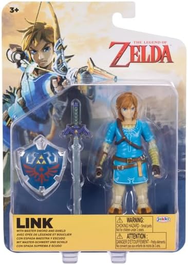 JAKKS Pacific The Legend of Zelda Link Action Figure with Master Sword & Hylian Shield 4 Inch Collectible Toy