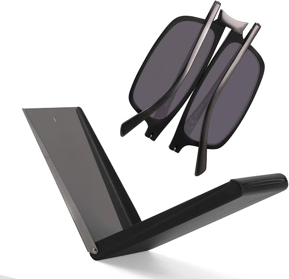 SKYOAK Unbreakable Evolved Folding Reading Sunglasses Women Men Blue Light Blocking Anti UV Eyestrain Foldable Portable Compact Lens Sun Readers Upgraded Metal Case Pocket Computer glasses 1.5 BLACK