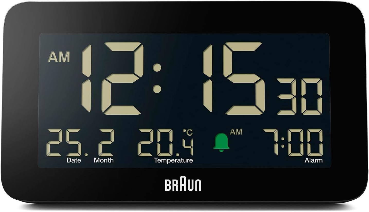 Braun Dijital Çalar Saat, Tarih, Ay ve Sıcaklık Göstergesi, Negatif LCD Ekran, Hızlı Ayarı, Artışlı Bip Alarmı, Siyah, BC10B Modeli 1li Paket