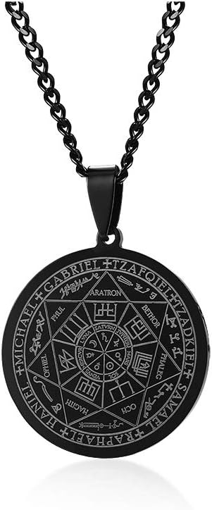 VNOX Seals of The Seven Archangels Pendant/Metatrons Cub/Saint Michael Statement Necklace Talisman Pendant Amulet Jewelry
