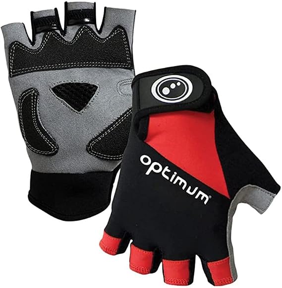 Optimum Boy's Hawkley Cycling Fingerless Road Gloves, Black/Red, Small