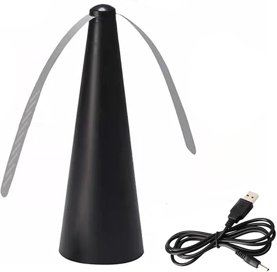 Fly Repellent Fan, Portable Table Spinner Fans, Effective Fly Fans Deterrents for Bug Away from Food, Automatic Keep Flies Fan for Outdoor, Indoor House, Garden, Patio, Picnic, BBQ, Party (Black)