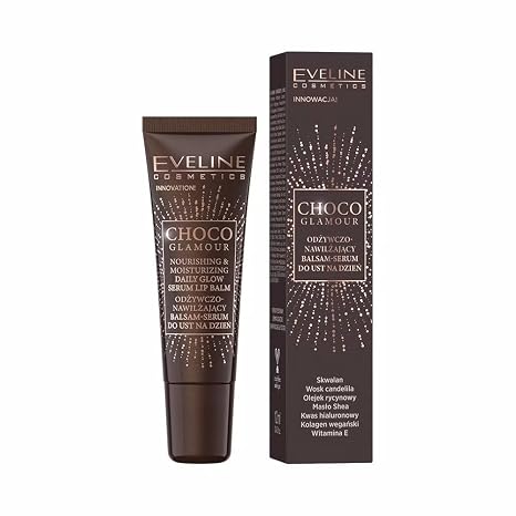 Eveline Cosmetics Choco Glamour Deep Moisturising Lip Balm Serum with Shea Butter & Squalane Vegan Hydration & Care