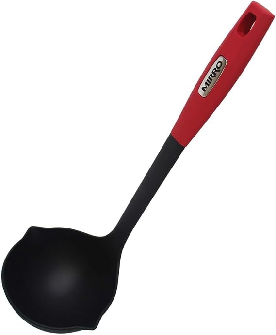 MIRRO 8 Oz XL Canning Ladle for Cooking, Black with Red Handle