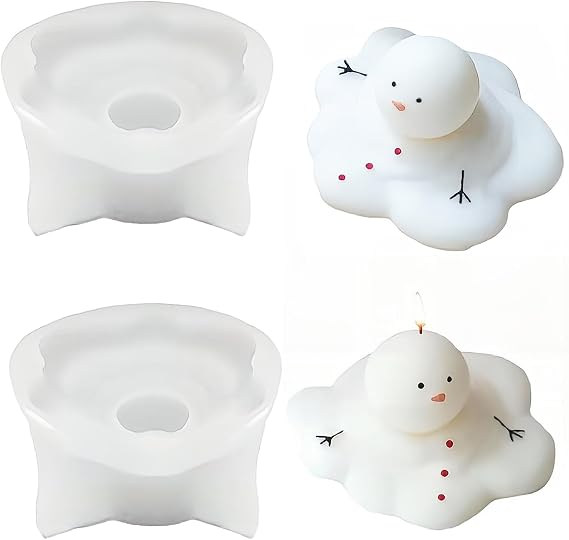 2PCS Christmas Snowman Candle Molds, 3D Cute Abstract Melting Snowman Molds for Soap Aromatherapy Wax Art Clay Craft Festival Home Decoration Making Supplies, White, 20240530