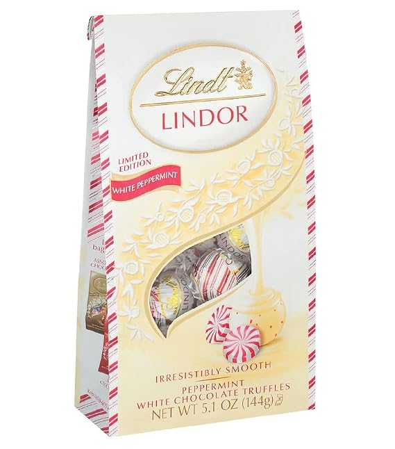 Lindt White Chocolate Peppermint Truffles Bag 5.1oz
