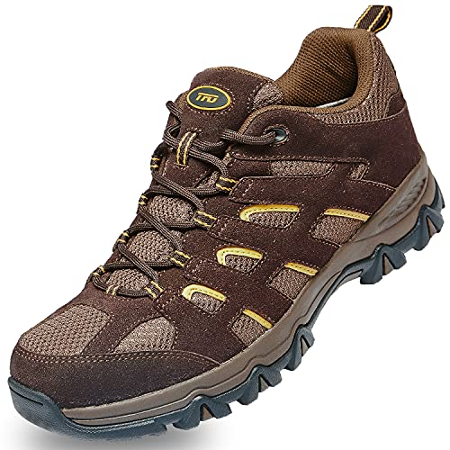 TFO Waterproof Hiking Shoes Men Non-Slip Lightweight Sneakers for Outdoor Trekking Walking Brown