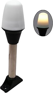 Pactrade Marine All-Round Boat Navigation Lights - 16-Inch Incandescent White Stern Light (Surface Mount, Fold-Down Base) - Boat Accessories for Pontoon, Yacht, Kayak