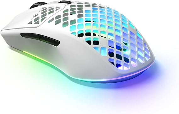 SteelSeries Aerox 3 Wireless Snow Gaming Mouse - TrueMove Air Optical Sensor - 68 Gram - Waterproof - White