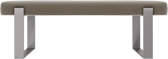VANT Upholstered Bed Bench, Velvet Sand Storm, Brushed Nickel
