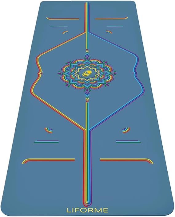 Liforme Printed Yoga Mat - Patented Alignment Design, Ultimate Grip | Eco-friendly, Non-Toxic, Sweat-Resistant, long, wide, 4.2mm thick mat for comfort, recommended for Hot Yoga, Free Yoga Bag