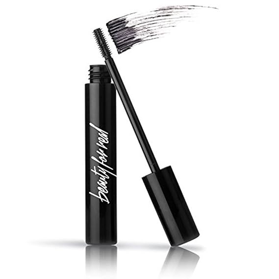 Beauty for Real Hi-Def Mascara, Just Black - Defining & Volumizing Lash Definer, Curls Lashes - Humidity & Smudge Proof - Micro Brush Ensures Versatile Application - 0.31 fl oz