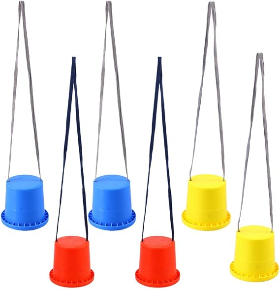 3 Pairs Bucket Stilts Plastic Walking Cups Children Kids Stepper Toy Walking Stilts Balance Buckets for Balance Training Outdoor stilts walking toy Activities kids bucket stilts (Random Color)