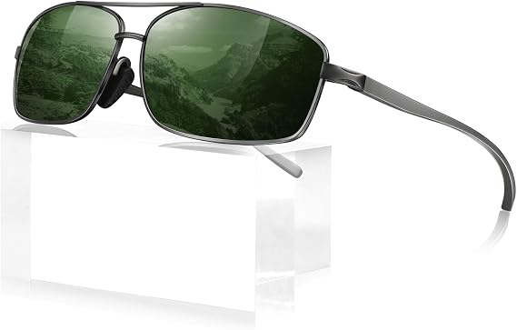 Sunier Polarized Sunglasses for Men, Ultra Lightweight Al-Mg Sunglasses with Spring Hinges, 100% UV400 Protection Mens Shades