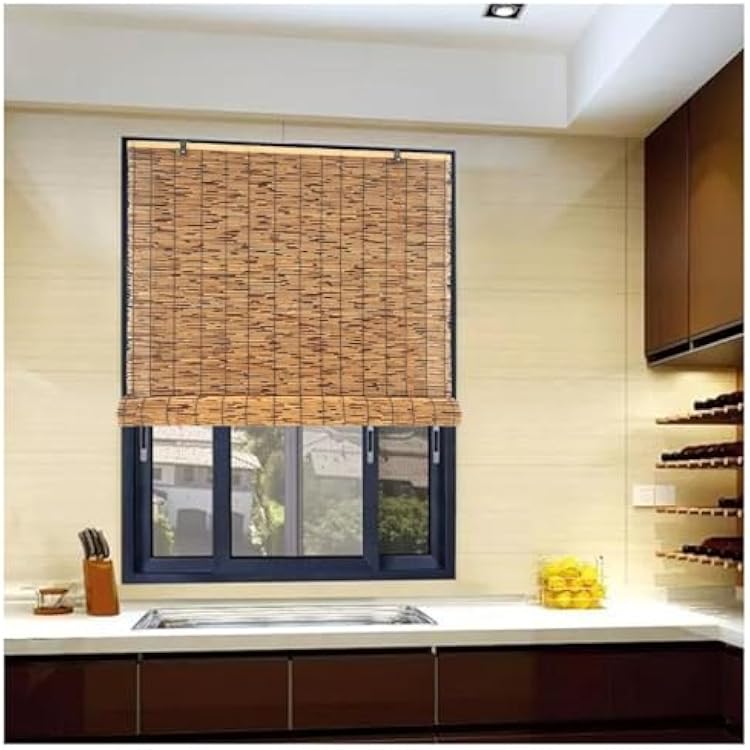 Bamboo Shades Cordless Bamboo Roman Blind For Windows And Doors, Reed Privacy Roll Up Waterproof Heat Insulation Bamboo Curtain With Lifter For Indooroutdoor Porch Patio 32x72 48x64 72x72in  Size :