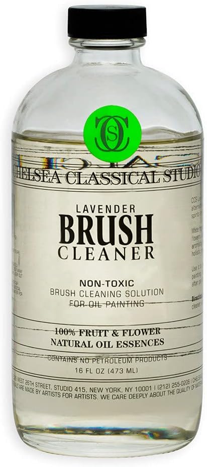 Chelsea Classical Studio Lavender Essence Brush Cleaner For Making Paintbrush Hair Subtle Maintaining Maximum Working Quality - [16 oz. Bottle]