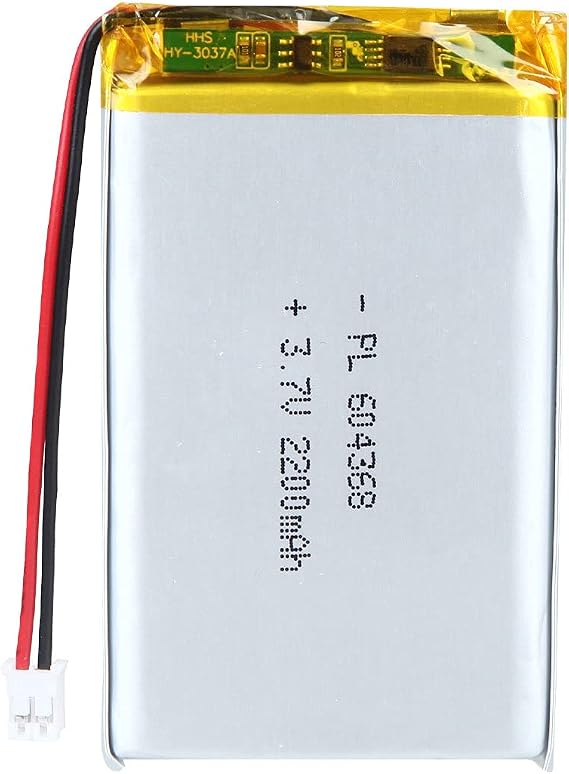 3.7V 2200mAh 604368 Lipo Battery Rechargeable Lithium Polymer ion Battery Pack with JST Connector