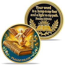 Flying Angels Religious Challenge Coins, Christian Challenge Coin Quote Psalm 119:105, Jesus' Guidance Coins Christian Gifts Coins for Christian Church School