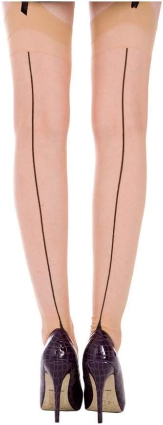 Stocking For Suspender Women's Ladies Sheer Seamed Stockings With Retro Cuban Heel Wide Plain Top