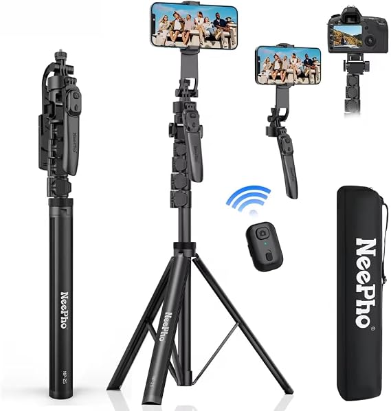Coverzone 2 Metre Tripod Selfie Çubuğu Bluetooth Kumandalı 360° Dönebilen Telefon Kamera Standı Cold Shoe Mikrofon Işık Destekli Katlanabilir Vlog Canlı Yayın Tripodu | NP-Z5